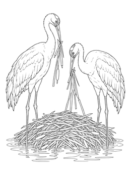 Free printable Whooping Cranes Building A Nest coloring page