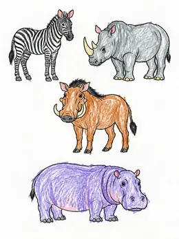 Wild African Safari Animals Collection – African Animals Coloring Page