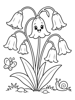 Free printable Cheerful Bluebell Blossom Cluster coloring page
