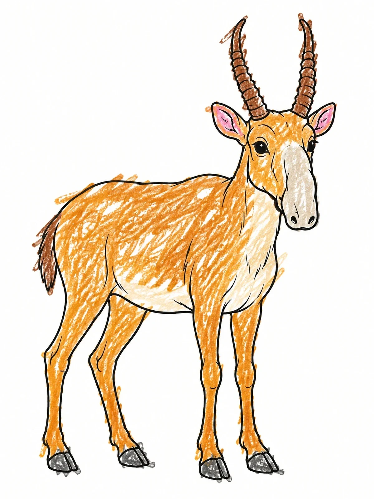 Colored example of the Wild Saiga Antelope Of Uzbekistan coloring page