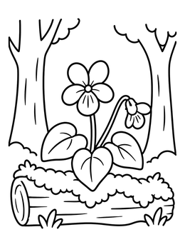 Free printable Wild Violet By A Forest Log coloring page