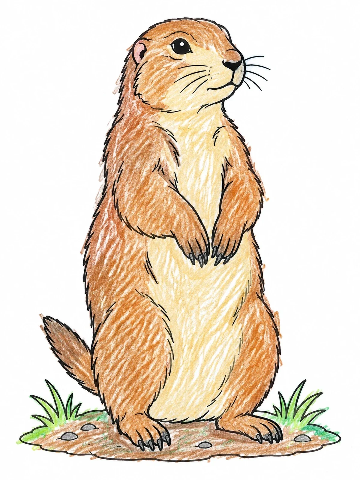 Colored example of the Alert Prairie Dog Standing On Mound coloring page