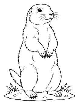 Free printable Alert Prairie Dog Standing On Mound coloring page