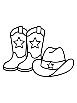 Free printable Cowboy Boots And Sheriff Hat coloring page
