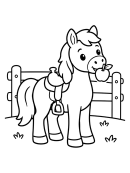 Free printable Cute Pony With An Apple coloring page