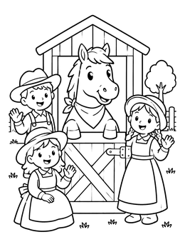 Free printable Friendly Horse And Farm Children coloring page