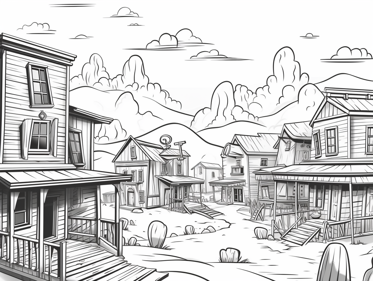 Wild West Themed Coloring Page - Coloring Page