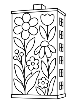 Free printable Wildflower Mural On Tall Building coloring page