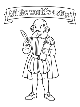 Free printable William Shakespeare With Quill And Scroll coloring page