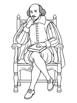 Free printable William Shakespeare Sitting In Armchair coloring page