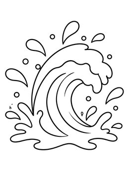 Free printable Splashing Ocean Wave coloring page