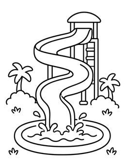 Free printable Winding Water Slide And Pool coloring page