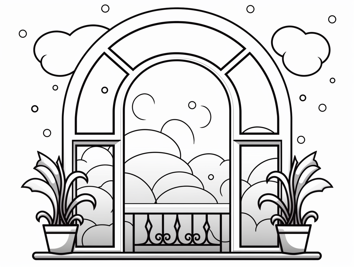 Window Scene Adult Coloring - Coloring Page