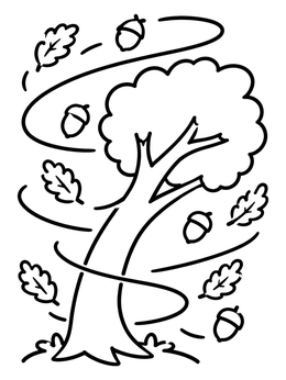 Free printable Oak Tree In The Wind coloring page