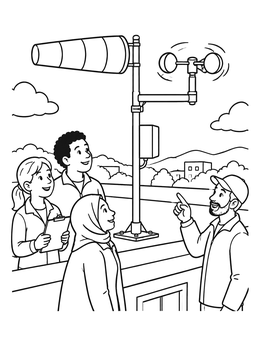 Free printable Weather Station On A Windy Day coloring page