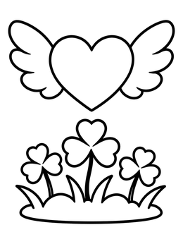 Free printable Winged Heart Above Clover Patch coloring page