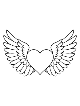 A winged heart emblem featured on a courage coloring page.