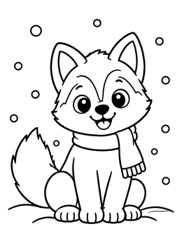 Free printable Cute Arctic Fox In Scarf coloring page