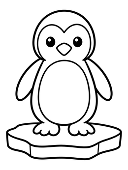 Free printable Cute Cartoon Penguin On Ice Floe coloring page