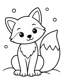 Free printable Cute Little Fox In Snow coloring page