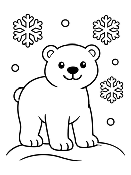 Free printable Cute Polar Bear In Snow coloring page