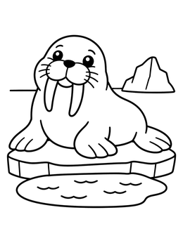 Free printable Cute Walrus On An Ice Floe coloring page