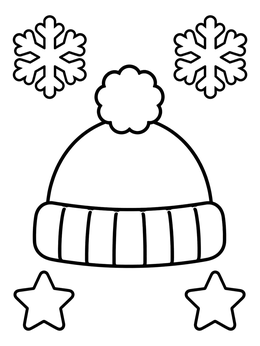 Free printable Cozy Beanie With Stars And Snowflakes coloring page
