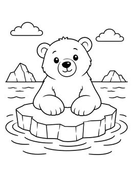Free printable Cute Polar Bear On Ice Floe coloring page