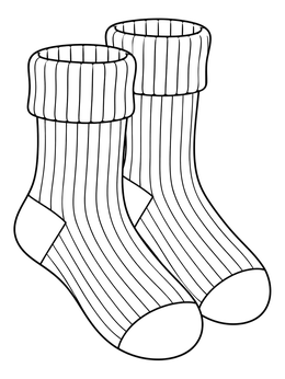 A pair of warm socks on this winter clothing coloring page.