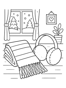 Free printable Folded Scarf And Cozy Earmuffs coloring page