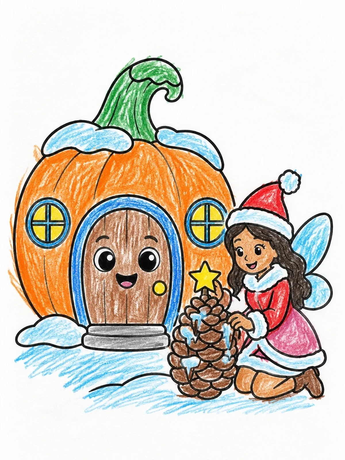 Colored example of the Winter Fairy By Pumpkin House coloring page