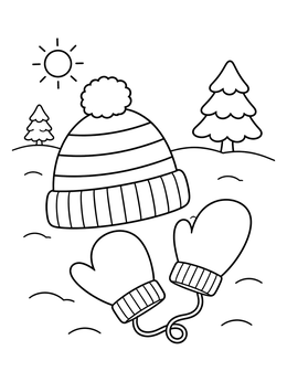 Free printable Knit Hat And Warm Mittens coloring page