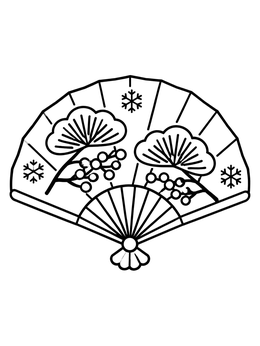 Free printable Winter Pattern Japanese Fan coloring page