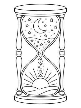 Free printable Hourglass Of Night And Dawn coloring page