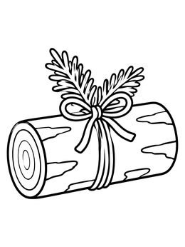 Free printable Traditional Yule Log With Ribbon coloring page