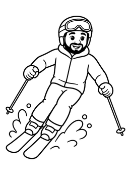 Free printable Cheerful Skier Carving Through Snow coloring page