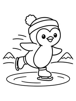 Free printable Cute Ice Skating Penguin coloring page