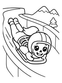 Free printable Cute Skeleton Sledding Down Track coloring page