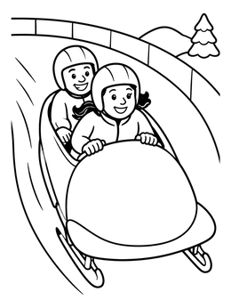 Free printable Two Kids Riding A Bobsled coloring page