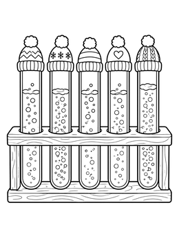 Free printable Winter Test Tubes In Wooden Rack coloring page