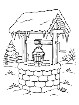 Free printable Winter Wishing Well With Icicles coloring page