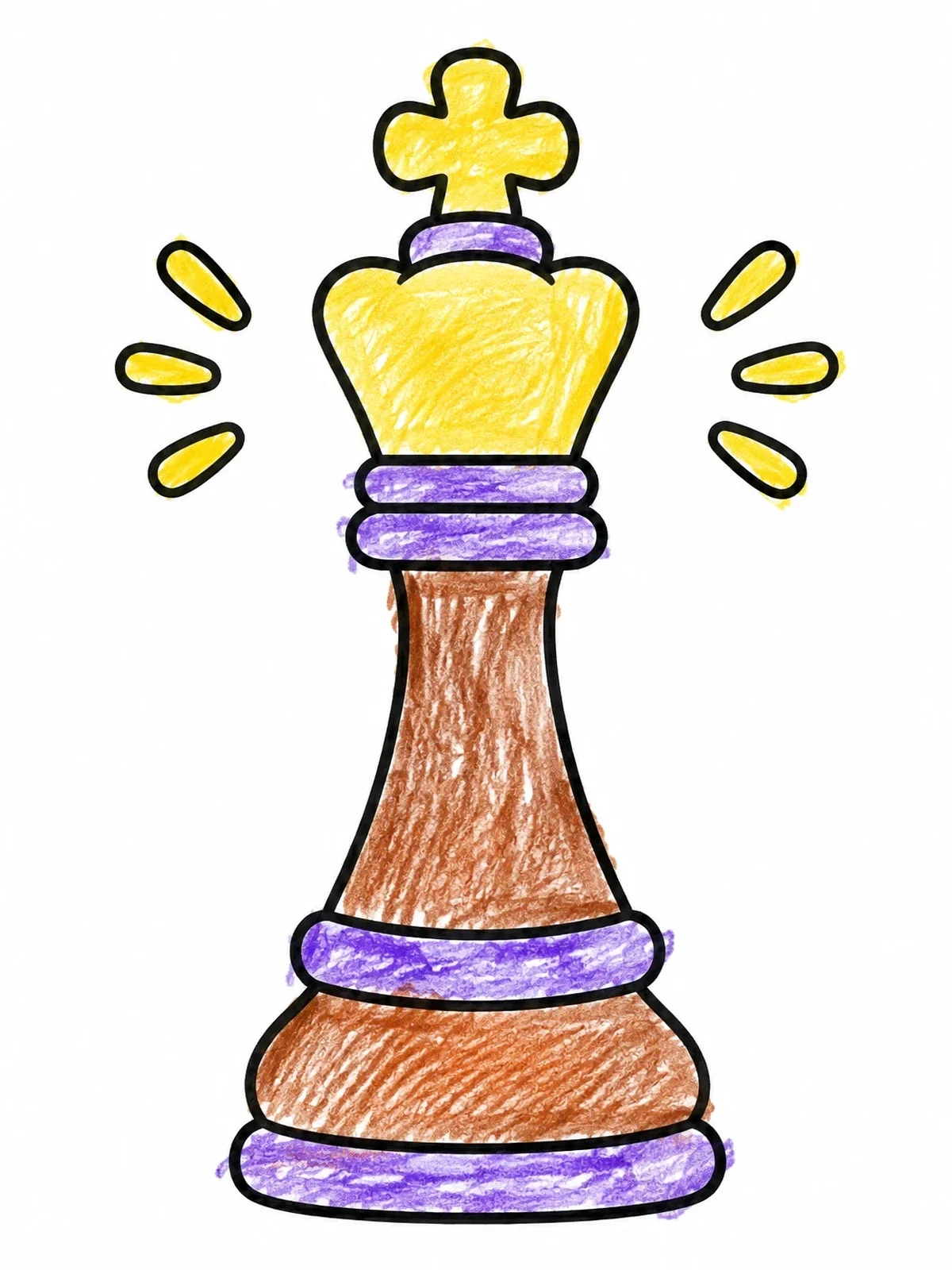 Colored example of the Wise Chess King Piece coloring page