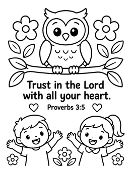 Free printable Wise Owl With Children And Scripture coloring page