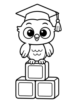 Free printable Wise Owl On Toy Blocks coloring page