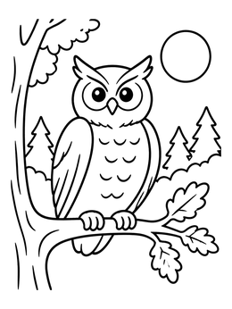 Free printable Wise Owl On Oak Branch coloring page