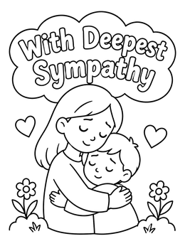 Free printable With Deepest Sympathy Caring Hug coloring page