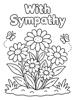 Free printable With Sympathy Blooming Daisy Garden coloring page