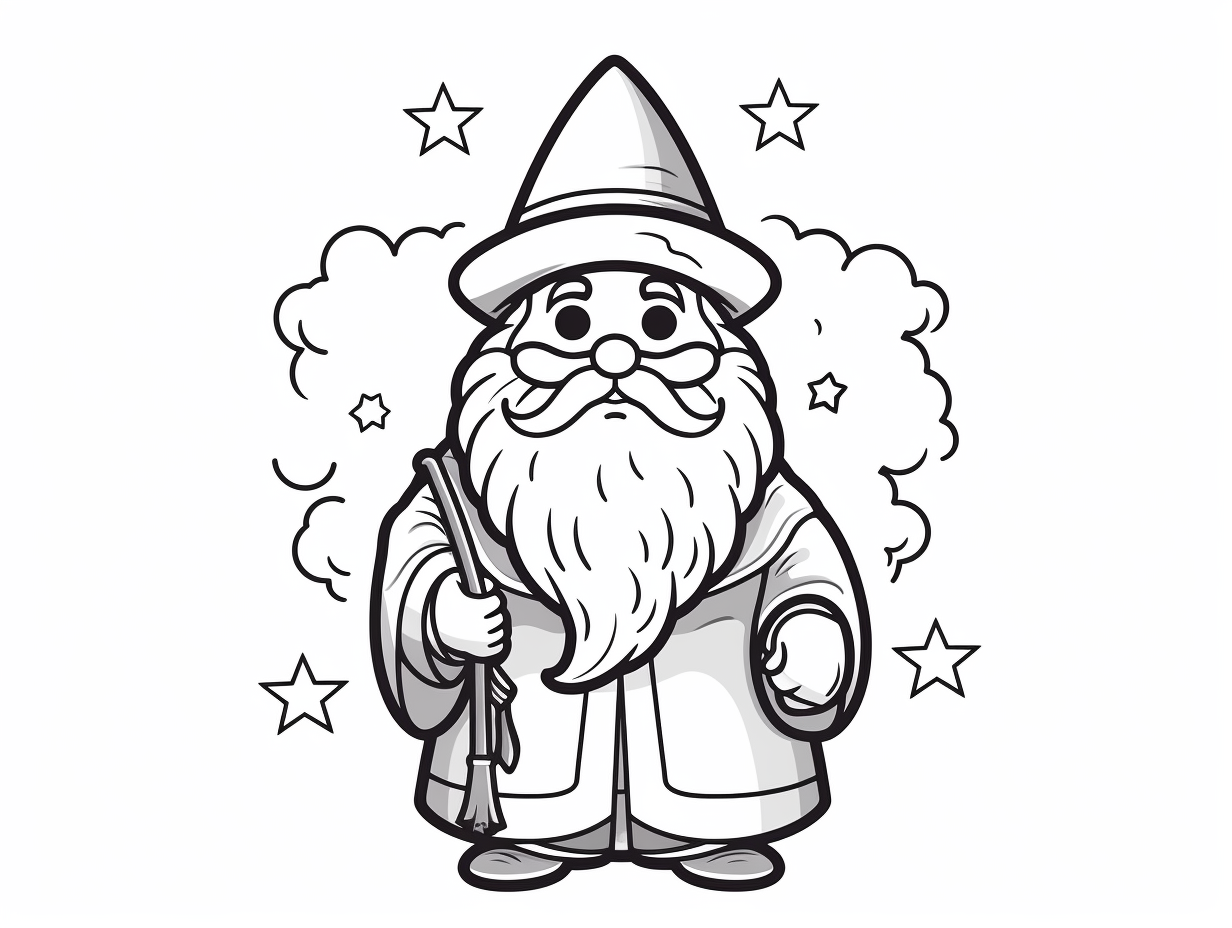 Wizard Coloring Adventure For Children - Coloring Page