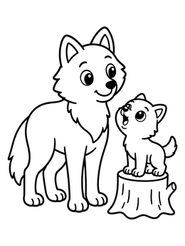 Free printable Wolf Mother And Howling Pup coloring page