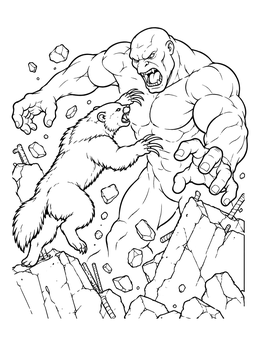 A fierce creature leaps in battle on this dynamic wolverine coloring page.